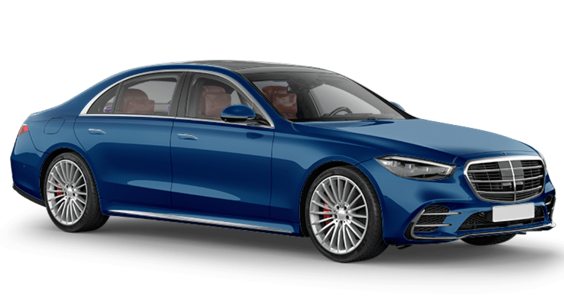 Blauer Familienwagen auf weißem Hintergrund